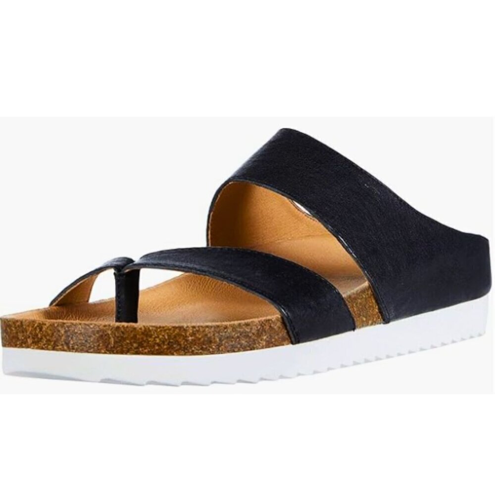 Women's Black Lucky Brand Harribel Toe-Loop Leather Sandals (Size 7M / 37.5) - Picture 6 of 6